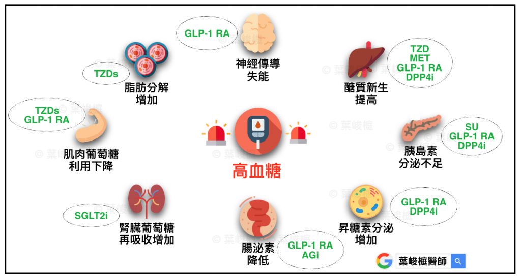 ominous octet, 高血糖, 糖尿病