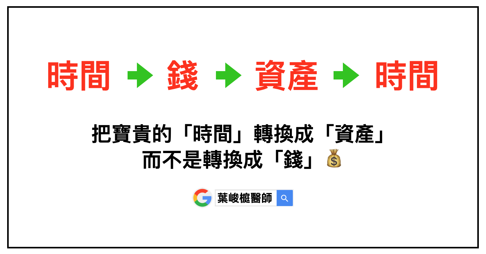 人生只有一次！把寶貴的「時間」轉換成「資產」，而不是轉換成「錢」? 學習| 台南糖尿病專科| 葉峻榳醫師