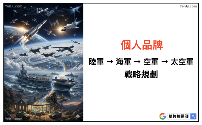 掙脫地心引力：個人品牌「陸軍→海軍→空軍→太空軍」戰略規劃。